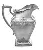 An American Silver Water Pitcher, Reed & Barton, Taunton, MA, the body of square tapering form, worked to show floral sprays and