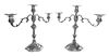 * A Pair of American Silver Three-Light Candelabra, Marshall Field & Co., Chicago, IL, worked to show C-scroll, floral, foliate