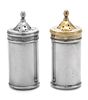 A Pair of American Silver Casters, Tiffany & Co., New York, NY, each of canister form with removable glass inserts, the lids sur
