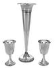 An American Silver Trumpet Vase, Various Makers, of elongated tapering form and raised on a circular weighted foot, together wit