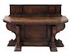 * A Jacobean Style Walnut Bench Height 27 3/4 inches.