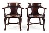 A Pair of English Mahogany Horseshoe Back Armchairs Height 33 1/2 inches.