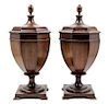 * A Pair of George III Style Mahogany Cutlery Urns Height 24 inches.