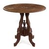 A Victorian Walnut Center Table Height 27 1/2 x width 31 x depth 24 inches.