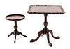Two Diminutive George III Style Mahogany Tea Tables Height of larger 10 inches.