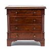 An American Mahogany Diminutive Chest of Drawers Height 15 3/4 x width 14 3/4 x depth 10 1/8 inches.