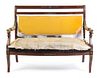 An Empire Style Gilt Bronze Mounted Mahogany Settee Height 14 x width 51 1/4 x depth 22 inches.