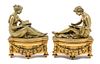 * A Pair of French Gilt Bronze Figural Chenets Width 11 1/2 inches.