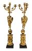 * A Pair of Continental Gilt Bronze Figural Candelabra Height 28 1/2 inches.