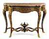 A Napoleon III Gilt Bronze Mounted Boulle Marquetry Console Table Height 37 1/2 x width 51 1/2 x depth 19 1/2 inches.