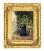 Vincent Jean Baptiste Chevilliard, (French, 1841-1904), Monk Reading in a Garden