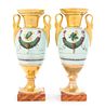 * A Pair of Paris Porcelain Twin-Handled Vases Height 10 inches.