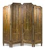 * A Venetian Style Silvered Wood Four-Panel Floor Screen Height of tallest panel 75 x width 19 inches.
