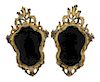 A Pair of Venetian Rococo Painted Mirrors Height 28 x width 19 inches.