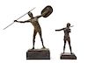 * Two Continental Bronze Figures Height of first 13 1/2 inches.
