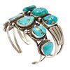 Two Navajo Turquoise, Silver Cuff Bracelets