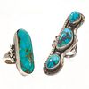 Collection of Two Navajo Turquoise, Sterling Rings