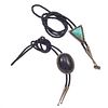 Collection of Two Chrysocholla, Onyx, Silver Bolo Ties