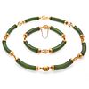 Nephrite, 14k Yellow Gold Jewelry Suite