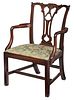 Chippendale Carved Mahogany Open Arm Chair