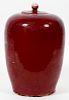 CHINESE OXBLOOD PORCELAIN COVERED JAR