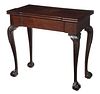 Chippendale Carved Mahogany Fold Over Games Table