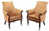 Pair George IV/Style Mahogany Library Chairs