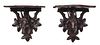 Pair of Black Forest Carved Horned Sheep Wall Brackets
