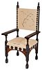 Carlo Bugatti Pewter Inlaid Upholstered Open Armchair