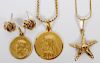 18KT AND 14KT GOLD NECKLACES AND EARRINGS 6 PIECES