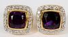 4CT NATURAL AMETHYST AND 14KT GOLD EARRINGS PAIR