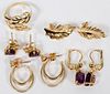 14KT GOLD EARRINGS AND RING 5 PIECES