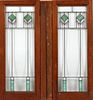 LEADED AND STAINED GLASS WINDOWS PAIR
