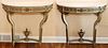 FRENCH STYLE CARVED WOOD & MARBLE CONSOLE TABLES