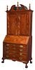 New England Chippendale Serpentine Desk and Bookcase