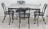 WOODARD WROUGHT IRON PATIO TABLE & SET OF CHAIRS