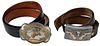 Two Belts with Large Rodeo Style Buckles 