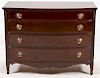 MAHOGANY BOW-FRONT CHEST OF FOUR DRAWERS C. 1940