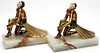 ART DECO COLD PAINTED METAL & ONYX FIGURAL BOOKENDS