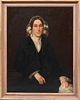 OIL ON CANVAS PORTRAIT OF SEATED WOMAN 19TH C.