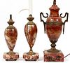 ROSE MARBLE URN SHAPED TABLE LAMP BASES C. 1900