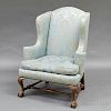 Chippendale-style Carved Mahogany Wing Chair