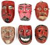 6 Vintage Mexican Dance Masks