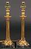 Pair of Dore Bronze Column Candlestick Lamps