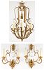 Luminaire Italy Tole Painted Chandelier and Sconces