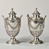 Pair of George III Sterling Silver Urns and Covers