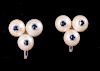 14K Gold & Pearl Cluster Ear Clips