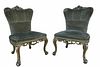 Pair Petite Velvet Belle Epoque French Side Chairs