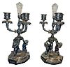 Pair PAIRPOINT Ornate Silverplate Cherub Candelabras Candle Holders 