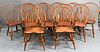 Set of 12 D.R. Dimes Bow Back Windsor Dining Chairs
